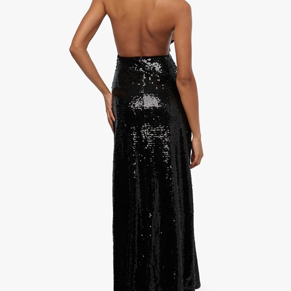 NWT WE WORE WHAT Black Sequin Halter Maxi Dress - Size 0 - Picture 4 of 5